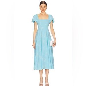 NWT Show me your MuMu Mia Midi Dress in Blue Clip Butterfly